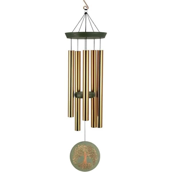Misopily Wind Chimes Outdoor Deep Tone, Large Memorial Wind chimes for Loss of Loved One Engrave Tree of Life Hanging Decor, Gold
