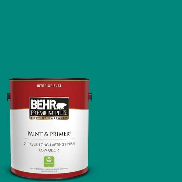 BEHR PREMIUM PLUS 1 gal. #P450-7 Mystic Turquoise Flat Low Odor Interior Paint & Primer