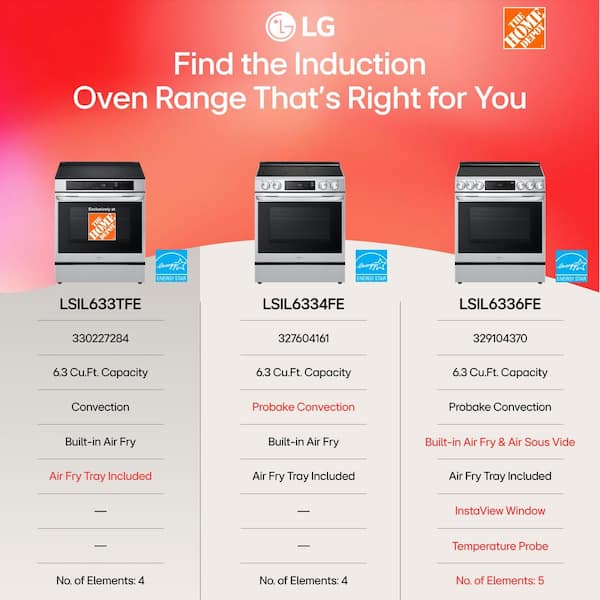 LG - 6.3 cu. ft. SMART Induction Slide-In Range in PrintProof Stainless Steel with Convection, EasyClean, and Air Fry Tray
