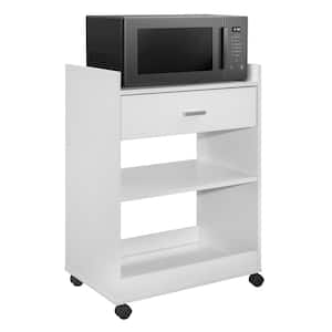 SignatureHome Dellow White Finish Wood Kitchen Cart With 4 Wheels 2 Lockable; 2 Unlockable. (24Lx15Wx32H)