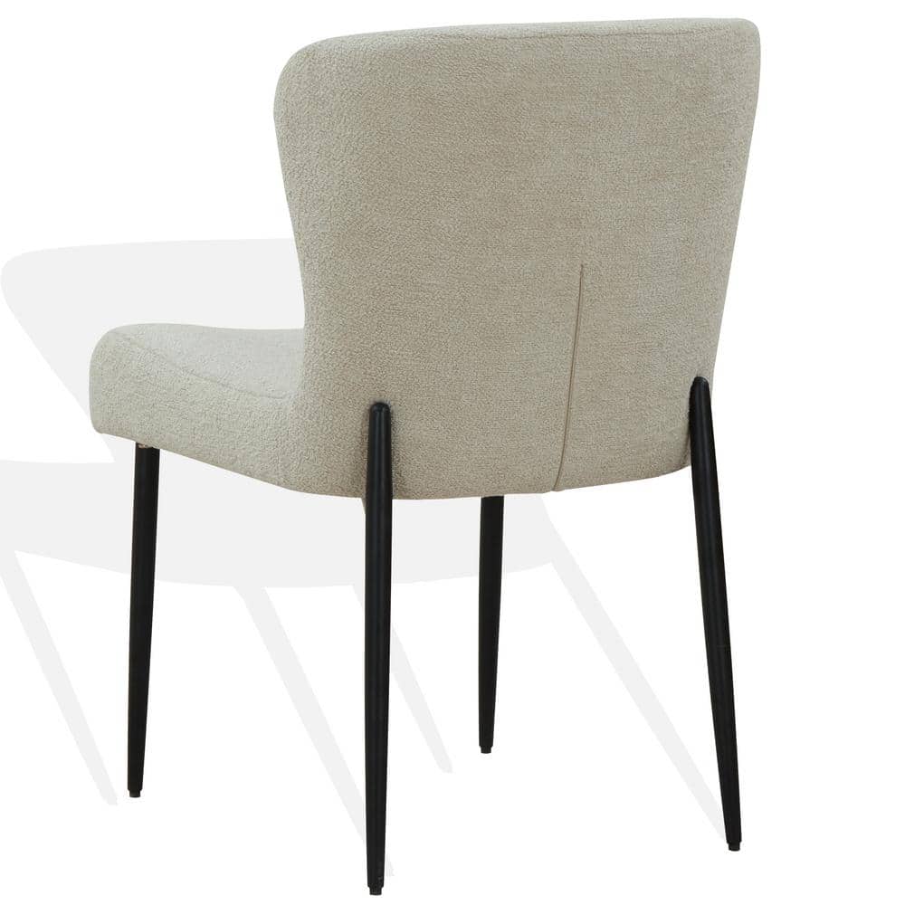 Katlynn Taupe Boucle Upholstered Side Chair with Black Metal Legs