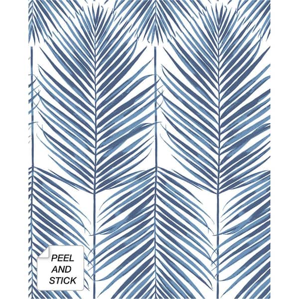 NextWall Paradise Palm Coastal Blue Botanical Vinyl Peel & Stick Wallpaper Roll (Covers 30.75 Sq. Ft.)