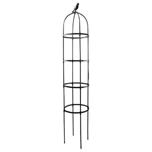 Unbranded 70. 8 in. H Metal Garden Obelisk Trellis with Heavy Duty Plastic Coated, Black