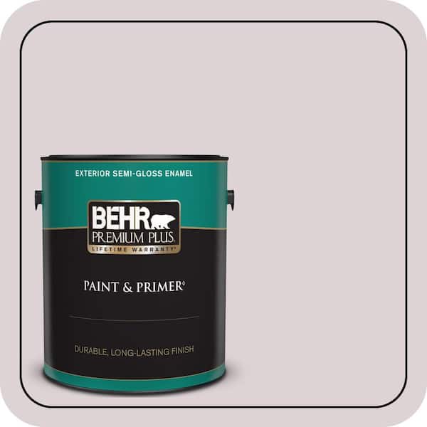 BEHR PREMIUM PLUS 1 gal. #100E-2 Mauve Mist Semi-Gloss Enamel Exterior Paint & Primer