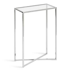 Jaspur 15.7 in. W x 7.7 in. D x 24.10 in. H Silver Rectangle Glass End Table