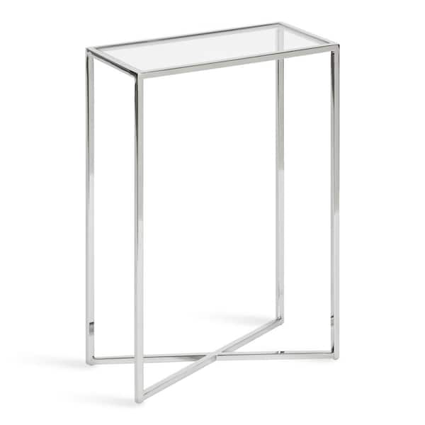 Kate and Laurel Jaspur 15.7 in. W x 7.7 in. D x 24.10 in. H Silver Rectangle Glass End Table