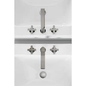 Composed 8 in. Widespread 2-Handle Cross Handle Bathroom Faucet with Drain in Polished Chrome