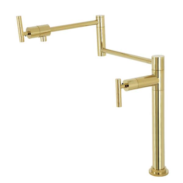 Kingston Brass Manhattan Deck Mount Pot Filler Faucet in Polished Brass
