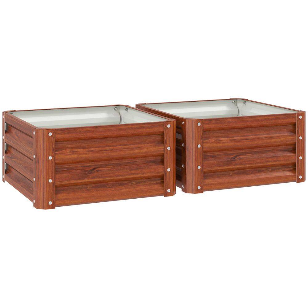 23. 5in. L x 23. 5in. W x 12 in. H Grey Steel Raised Garden Bed (Set of 