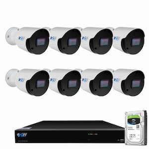 8-Channel 8MP 4K NVR 2TB Security Camera System with 8 Wired IP POE Cameras Bullet Fixed Lens, Artificial Intelligence