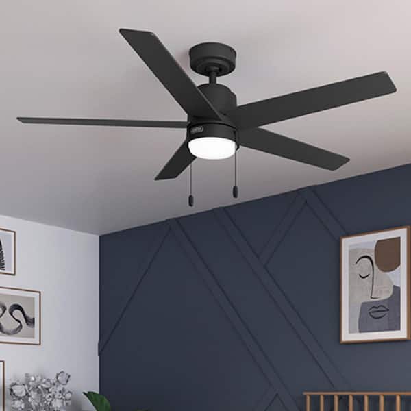 Mansilla 52 in. Indoor Matte Black Standard Ceiling Fan with Soft White Integrated LED Light Kit