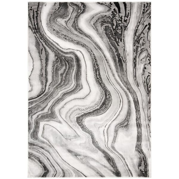 Craft Gray/Silver Doormat 2 ft. x 4 ft. Marbled Abstract Area Rug