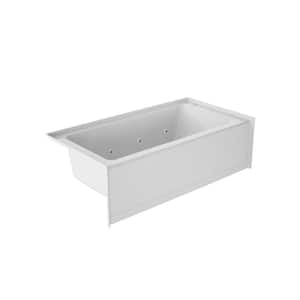 SIGNATURE Low Profile 60 in. x 30 in. Whirlpool Bathtub with Left Drain in White with Heater