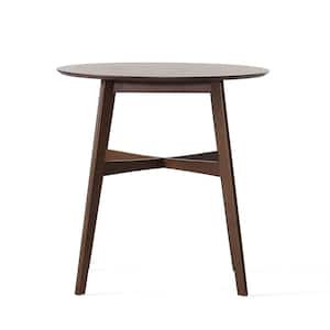Natural Walnut Brown Round Wooden Counter Height Table