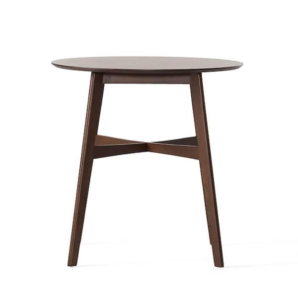 Noble House Natural Walnut Brown Round Wooden Counter Height Table