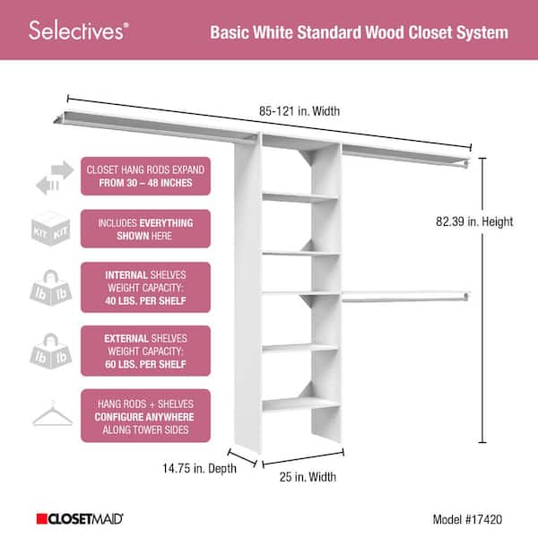 ClosetMaid Selectives 29 in. W White Corner Base Organizer for Wood Closet  System 7031 - The Home Depot