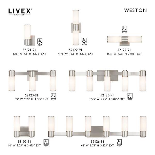 Livex Lighting Weston 1 Light Brushed Nickel ADA Wall Sconce/ Bath
