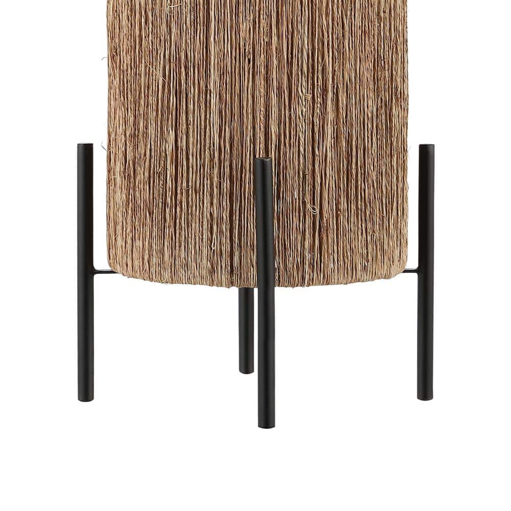 Kai 16.5" Black Metal Frame Rattan LED Table Lamp
