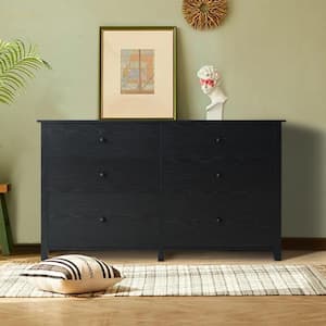6-Drawer Black Chest of Drawers Dressers with 2 Oversized Drawers 32.4 in. H x 56 in. W x 15.8 in. L
