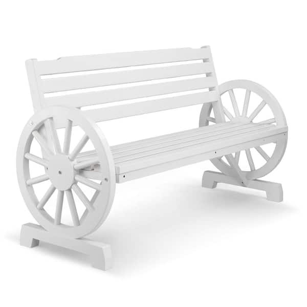 Karl home 56 in. White Wood Outdoor Bench