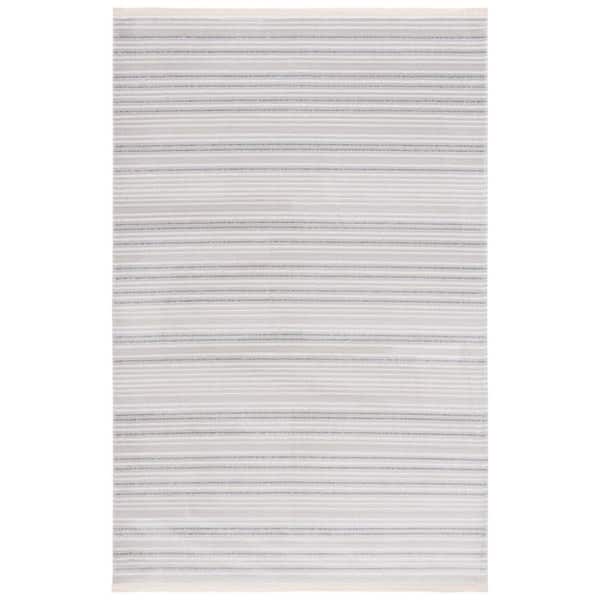SAFAVIEH Whisper 9 ft. x 12 ft. Light Gray/Ivory Striped Area Rug