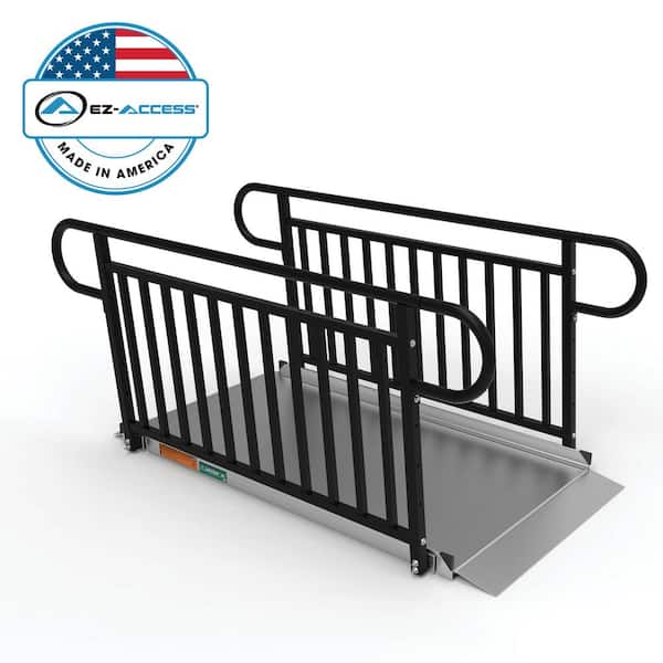 EZ-ACCESS GATEWAY 3G 6 ft. Aluminum Solid Surface Wheelchair Ramp with Black Vertical Picket Handrails