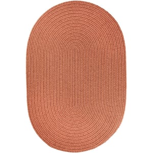 Texturized Solid Almond Poly 3 ft. x 5 ft. Oval Braided Area Rug