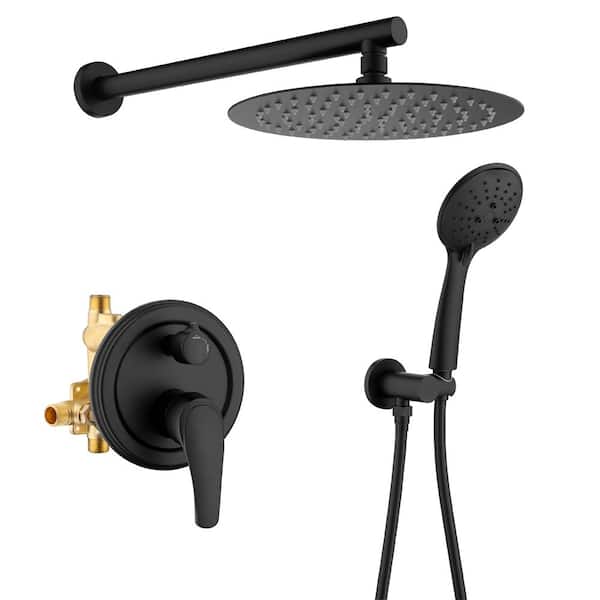 UKISHIRO Dowell 5-Spray 10 in. Shower Head Wall Mount Fixed and Handheld Shower Head 2.5 GPM in Matte Black