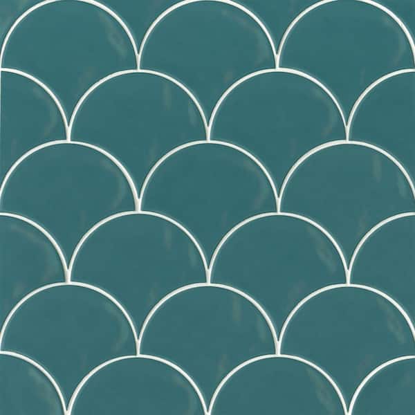 Bedrosians Sorrento Fan 6 in. x 7 in. Glossy Turchese Ceramic Wall Tile (5.2 sq. ft./Case)