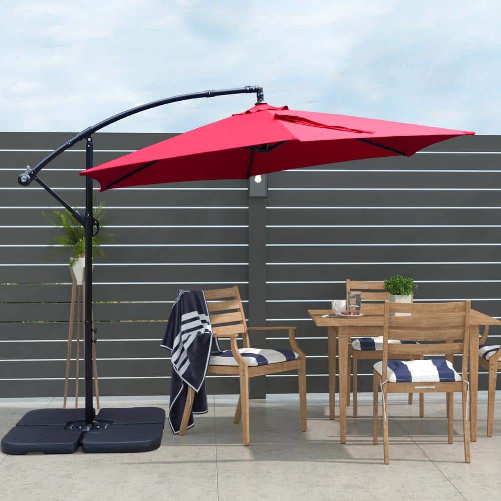 Reviews for Maypex 10 ft. Steel Offset Cantilever Patio Umbrella in Red