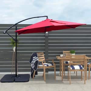 10 ft. Steel Offset Cantilever Patio Umbrella in Red