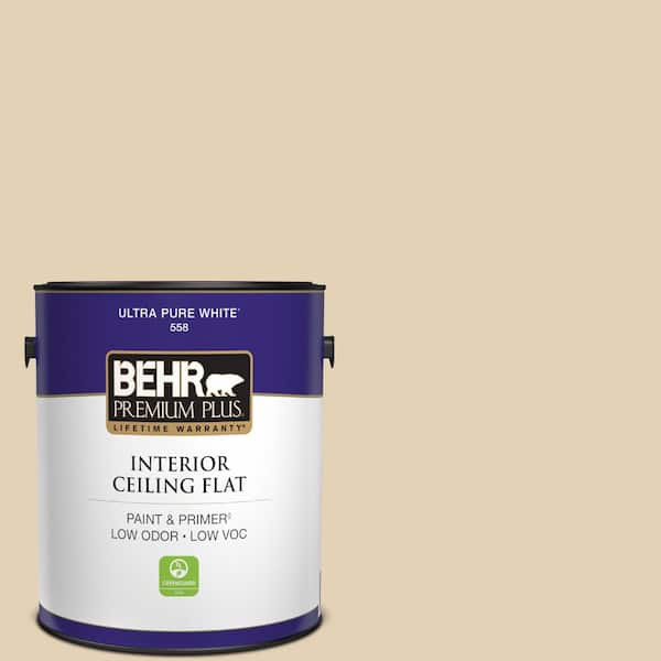 BEHR PREMIUM PLUS 1 gal. #N290-3 Comfy Beige Ceiling Flat Interior Paint