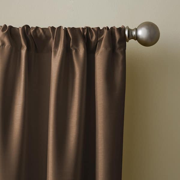 Versailles Faux Silk Room Darkening Single Window Curtain Panel - 52 x  108 - Gold - Elrene Home Fashions