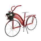 21.5 in. Tall Red Iron Lighted Merry Christmas Bicycle Decor