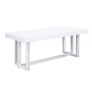 35.4 in. White Wood Top Trestle Dining Table (Seat of 6)