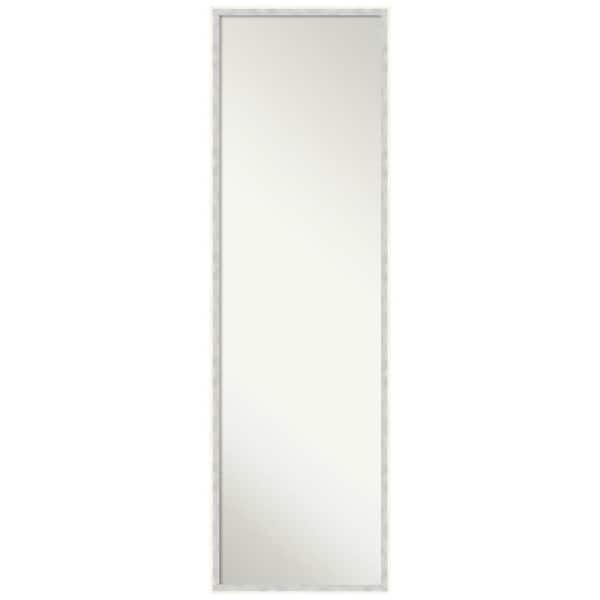 Amanti Art Paige White Silver 15 in. x 49 in. Non-Beveled Modern Rectangle Wood Framed Full Length on the Door Mirror in White