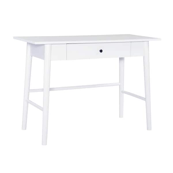 Linon Home Decor Breville 42 in. Rectangle White Wood 1-Drawer Desk ...