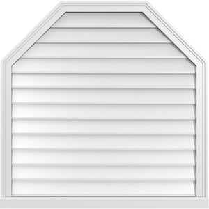 38 in. x 38 in. Octagonal Top Surface Mount PVC Gable Vent: Decorative with Brickmould Sill Frame
