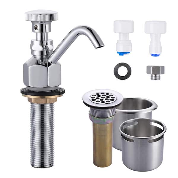 Single Handle Deck Mount Brass Standard Kitchen Faucet 0.4 GPM Dipper Well Faucet and Bowl Sink Set in Polished Chrome