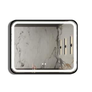 40 in. W x 32 in. H LED Rectangular Metal Framed Wall Mount Bathroom Vanity Mirror with Defogging Memory Function