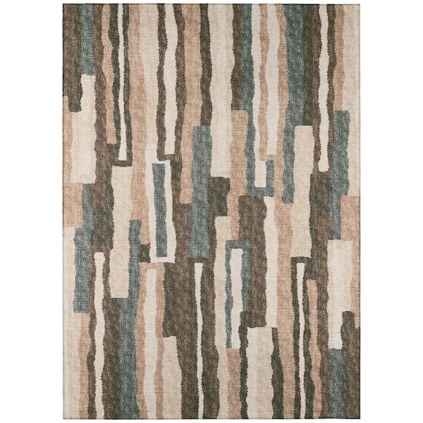 Addison Rugs Bravado Brown 5 ft. x 7 ft. 6 in. Geometric Indoor/Outdoor Washable Area Rug