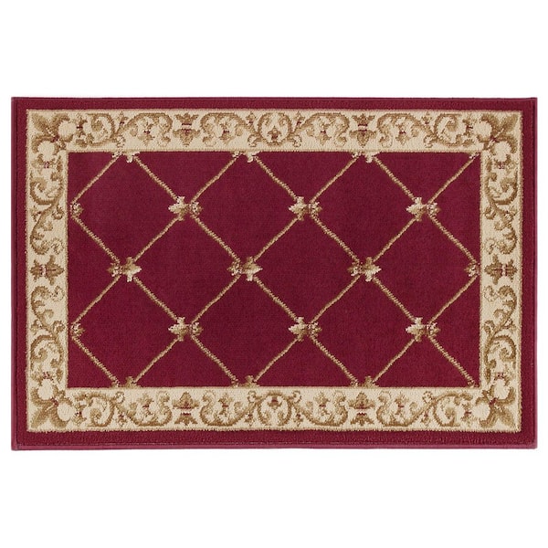 Sensation Red 2 ft. x 3 ft. Scatter Border Polypropylene Area Rug