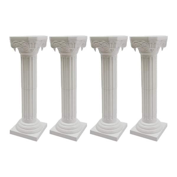 YIYIBYUS 34.65 in. H White Wedding Party Event Decorative Roman Column Wedding Flower Stand (4-pack)