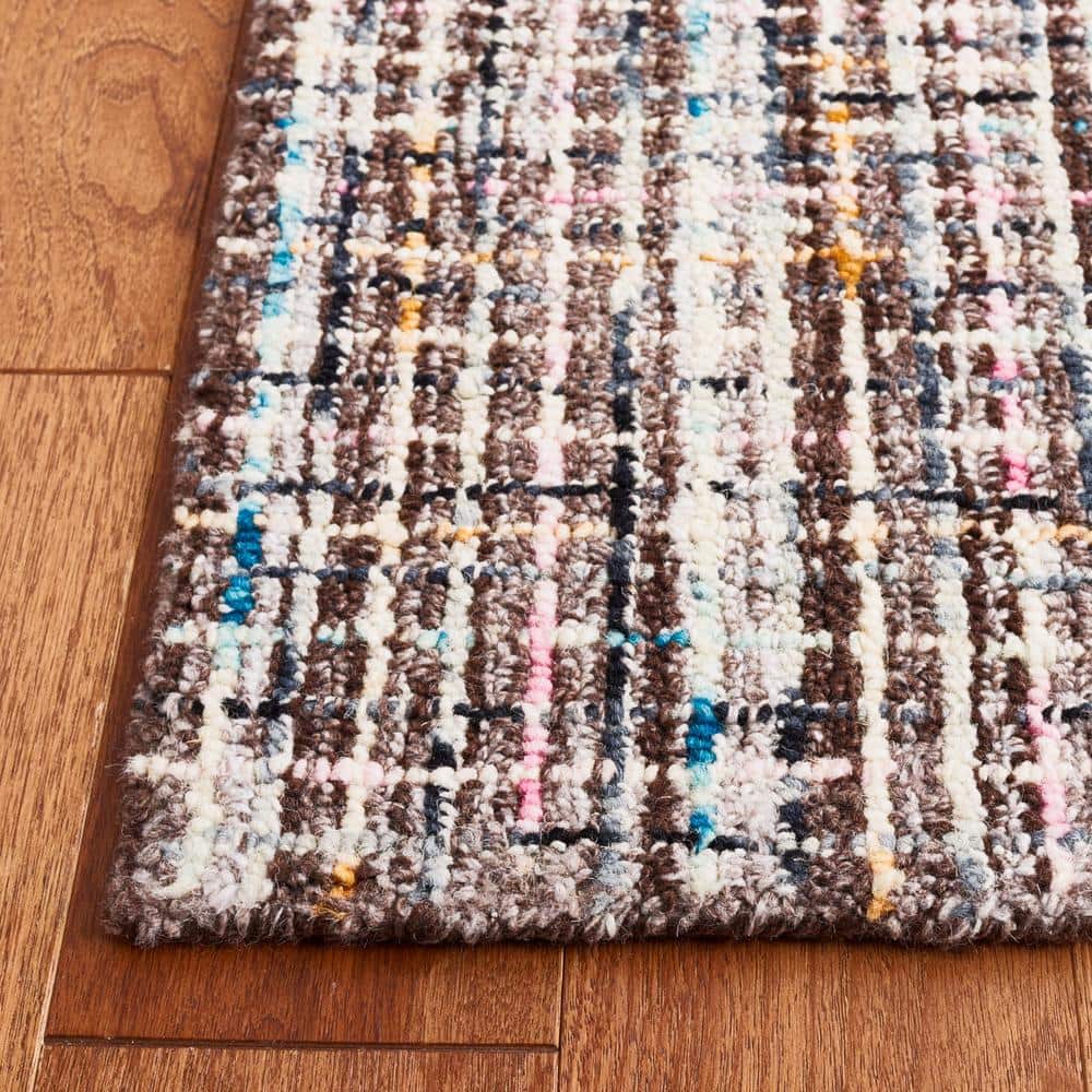 Gray Abstract Handmade Tufted Wool Round Rug