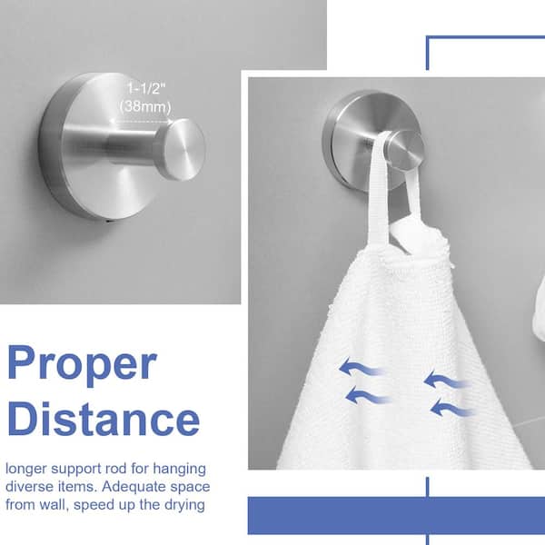 3-Piece Bath Hardware Set withTowel Ring and 2-Piece Towel Hooks andMountingHardware Wall Mount Modern in Brushed Nickel