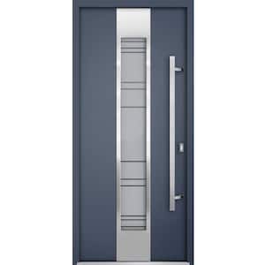 0757 36 in. x 80 in. Left-hand Inswing Frosted Glass Gray Graphite Steel Prehung Front Door with Hardware