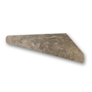 15 in. Corner Shelf Niche in Mocha Travertine