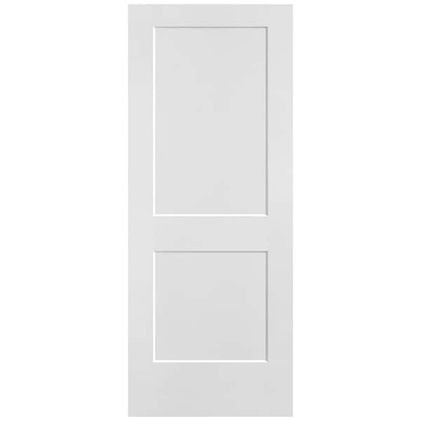 32 in. x 80 in. 2-Panel Logan Single Bore Solid Core Primed Molded Composite Interior Door Slab