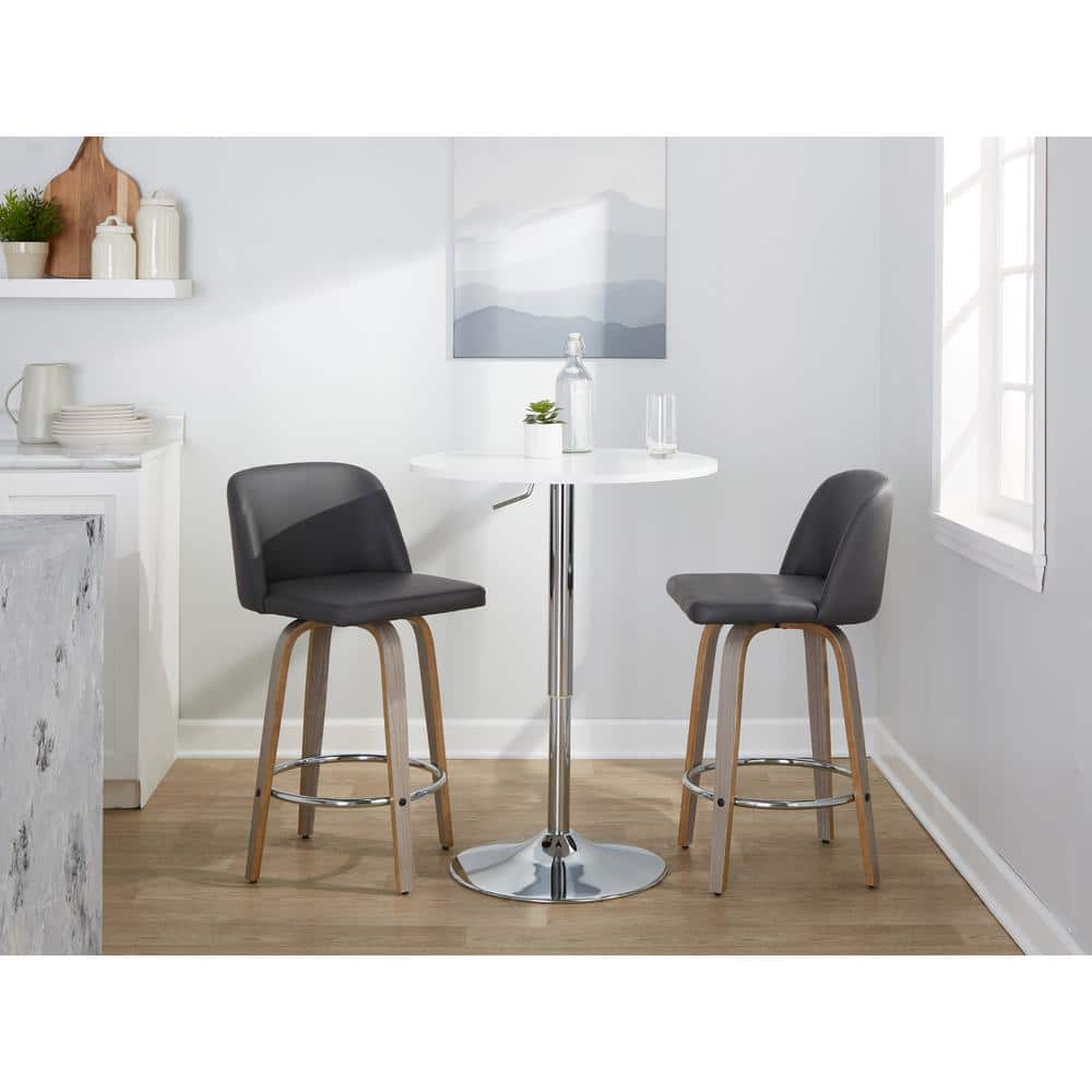 Lumisource Avignon 25 in. Dark Gray Metal Swivel Counter Height Chair ...
