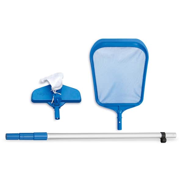 Funsicle Maintenance Kit for Above Ground Pools, with Telescoping Pole, Skimmer and Vacuum Head with Debris Bag, Blue
